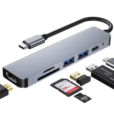 Type C to USB 6 trong 1 với đầu đọc đa năng HDMI 4K