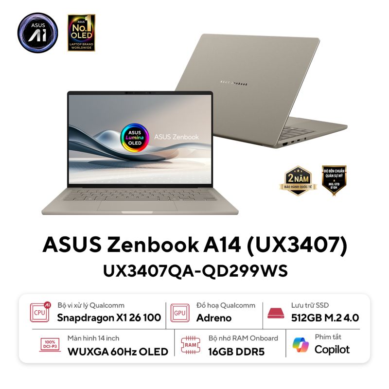 ASUS ra mắt laptop AI chuẩn Copilot+PC nhẹ nhất tại Việt Nam